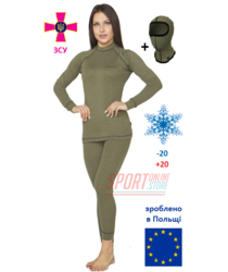 Термобілизна жіноча військова для ЗСУ повсякденна тепла Radical Hunter з балаклавою, хакі