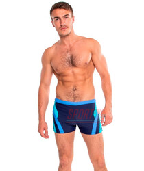 Плавки-боксерки чоловічі Shepa 408, сині з блакитною і бірюзовою вставкою Плавки-боксерки чоловічі Shepa 408, сині з блакитною і бірюзовою вставкою