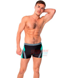 Плавки чоловічі Shepa 408 боксерки, чорні з сірими і бірюзовими вставками Плавки чоловічі Shepa 408 боксерки, чорні з сірими і бірюзовими вставками