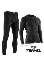 Комплект спортивного мужского термобелья Tervel Comfortline бесшовное, зональное, черный