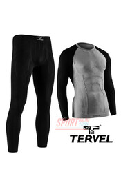 Комплект спортивного мужского термобелья Tervel Comfortline бесшовное, зональное, серый+чёрный