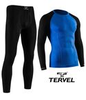 Комплект спортивної чоловічої термобілизни Tervel Comfortline безшовний, зональний, синій+чорний