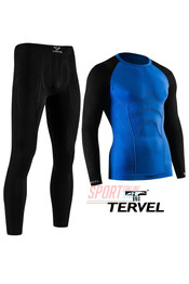 Комплект спортивного мужского термобелья Tervel Comfortline бесшовное, зональное, синий+чёрный