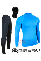 Спортивный комплект термобелья Radical Acres тёплый мужской с балаклавой, голубой с чёрным