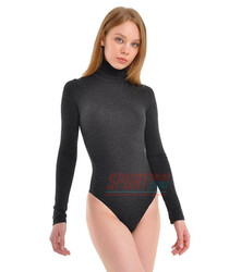 Термо боди-гольф Kifa Wool Comfort с шерстью, черный графит с рукавами