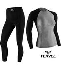 Термобельё спортивное женское Tervel Comfortline комплект, бесшовное зональное, серый с черным