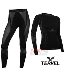 Термобельё спортивное женское Tervel Optiline комплект, бесшовное зональное, чёрный