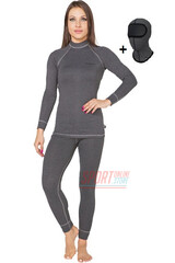 Комплект повседневного женского тёплого термобелья Rough Radical Rock SG с балаклавой, серый