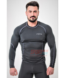 Термокофта (лонгслив) мужская спортивная лёгкая влагоотводящая ACTIX Energy Dry PRO, черная (графит), серый шов