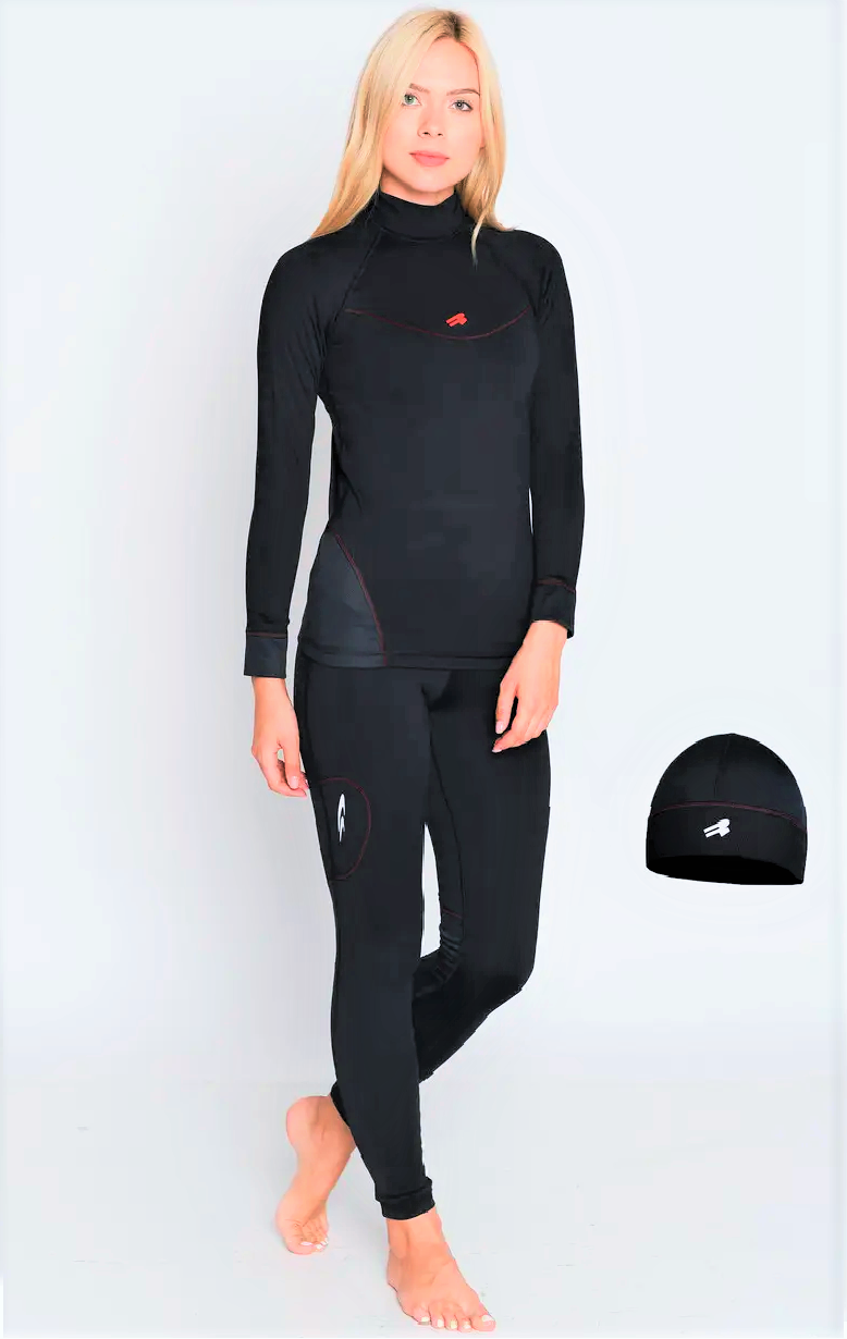 Термокостюм женский спортивный тёплый Польша черного цвета с шапкой для бега и фитнеса Термокостюм женский спортивный тёплый Польша черного цвета с шапкой для бега и фитнеса
